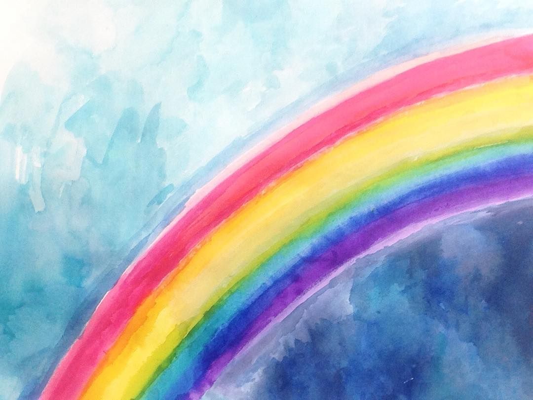 水性インクで虹🌈 これは失敗w #水彩画 #水彩 #イラスト