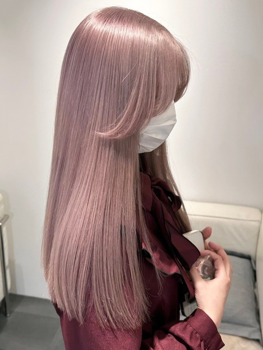 4062ホワイトピンクミルクティーアッシュ艶髪ハイトーンカラー