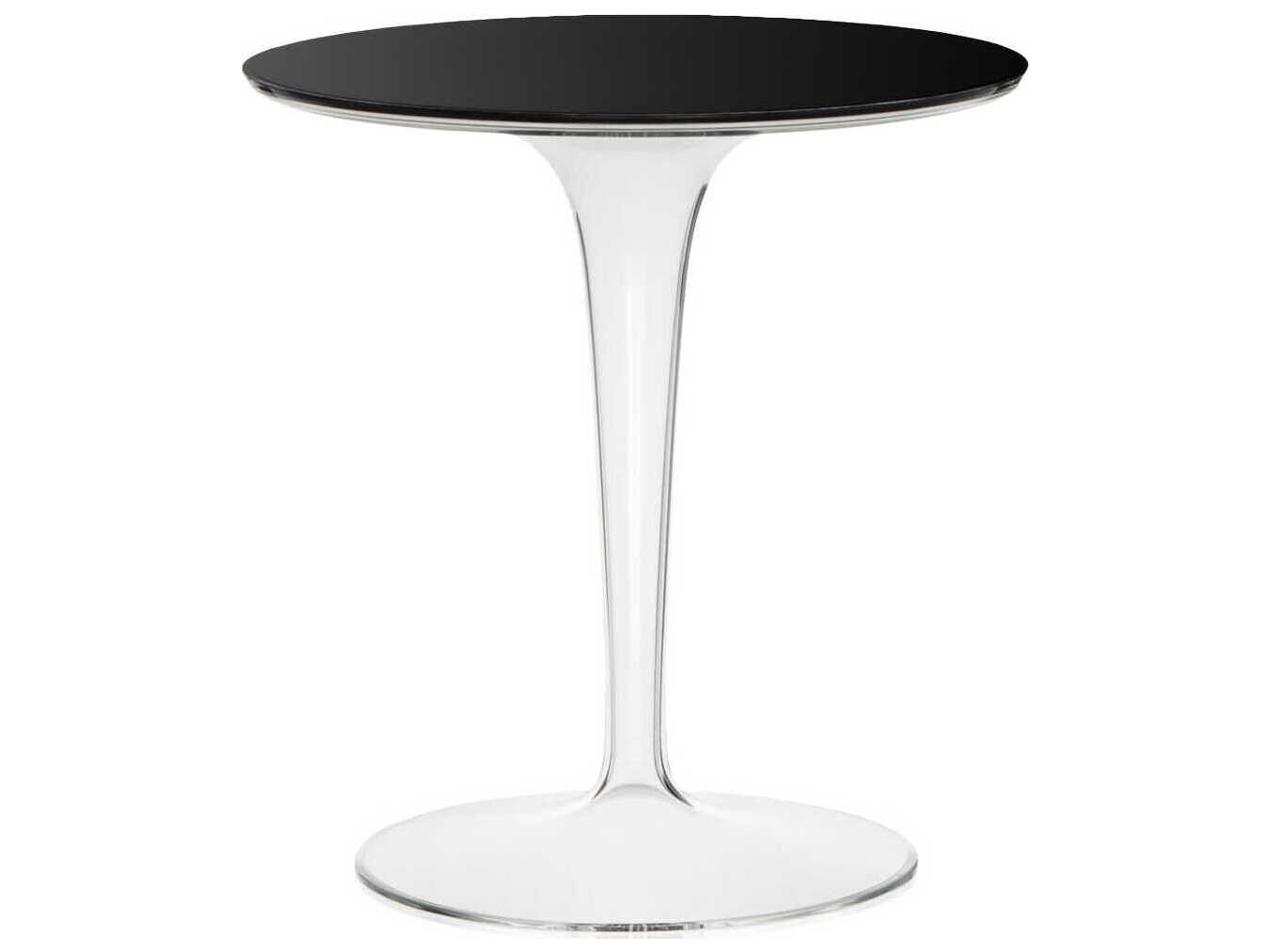 Kartell Tip Top Mono Round Black Glass Transparent End Table