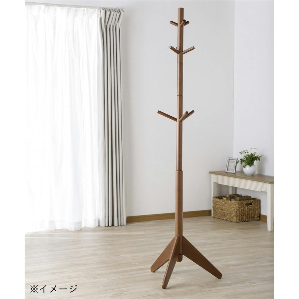 P6 木製ポールハンガー回転式 ブラウン | ハンガーラック・ポール