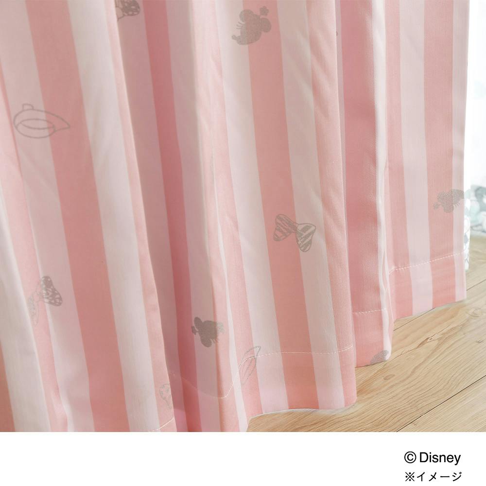 ディズニー カーテン ミニーマウス 100×110cm 2枚組 洗濯OK 形状記憶