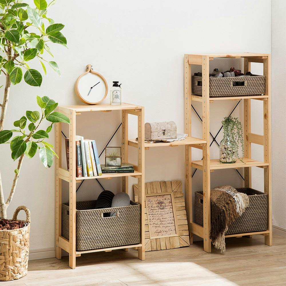 木製ラック45 4段 ナチュラル C6 | 本棚・書棚・ブックシェルフ 通販