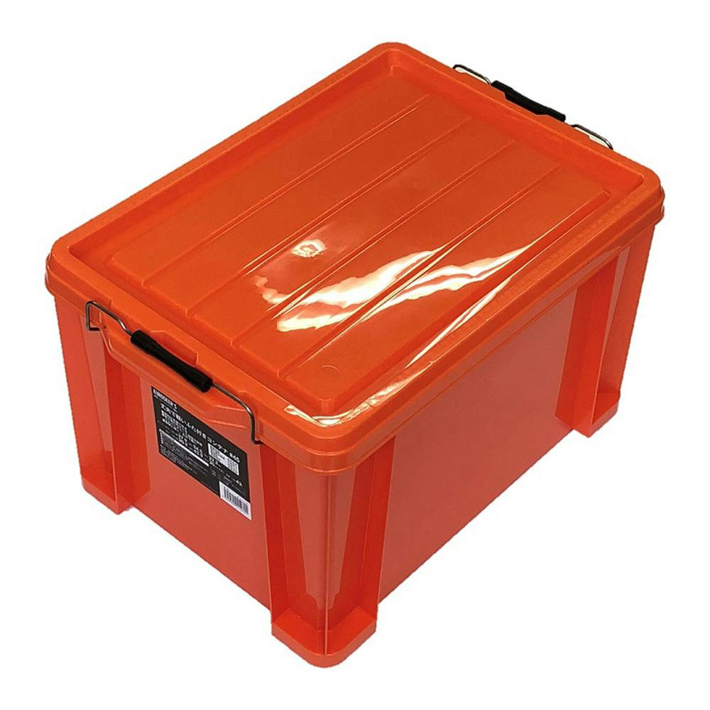 KUROCKER'S 衝撃に強く、丈夫で軽い ふた付きコンテナ オレンジ ＃45