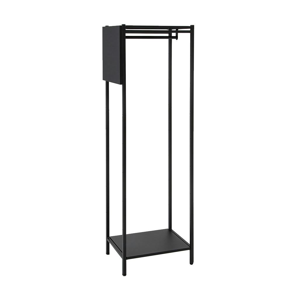 サイドパネル付きアイランドハンガーラック ブラック 49×36.5×152.5cm