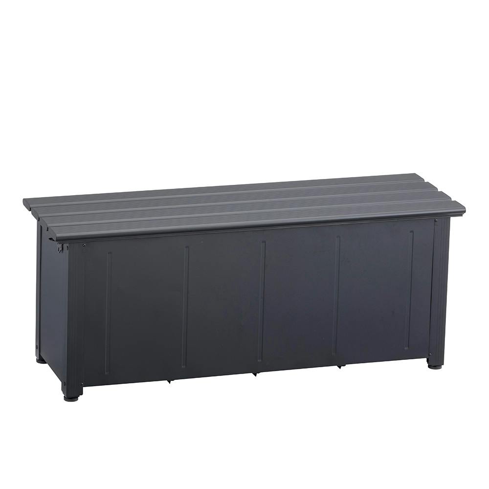 カインズ 静かに開閉できるアルミ収納ベンチ スリム ブラック 幅120cm