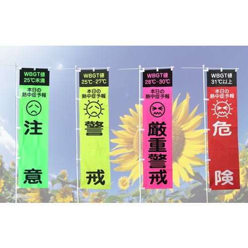 CAINZ-DASH】グリーンクロス 熱中症予報（WBGT値）のぼり旗 4枚