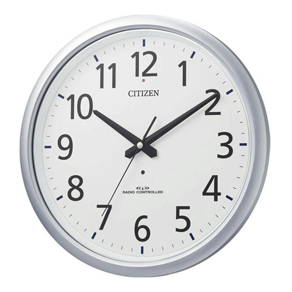 シチズン 電波 壁掛け時計 防水型(IP×4相当) 連続秒針 シルバー φ320