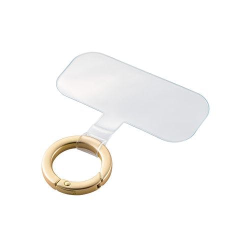 スマホ ストラップホルダー シート ケーブル穴用 1口タイプ リング付キ