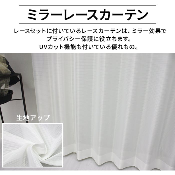 カーテン（厚地＋レース）セット 4枚（厚地[遮光]2枚＋レース2枚） 幅