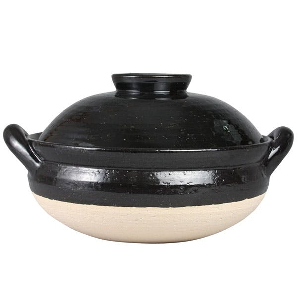 長谷園 ヘルシー蒸し鍋 大 白 黒 直火専用 長谷製陶【3～5人用 卓上鍋