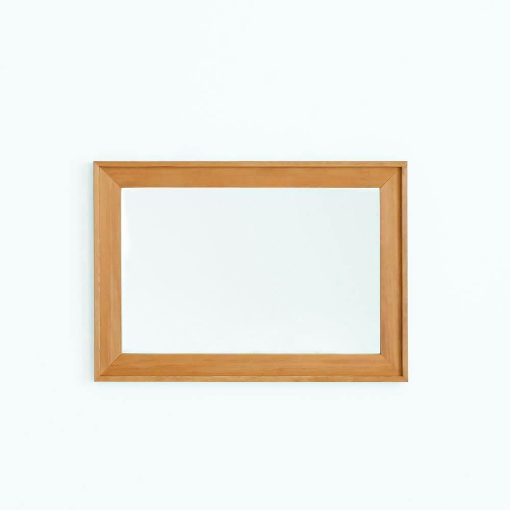 L型フレームウォールミラー(580×830)(ハニーブラウン)】鏡 かがみ