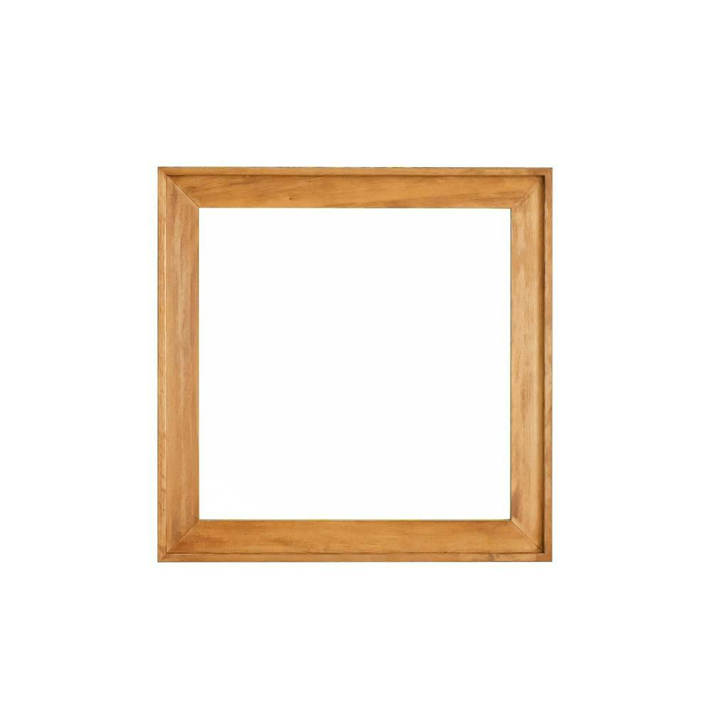 L型フレームウォールミラー(680×680)(ハニーブラウン)】鏡 かがみ