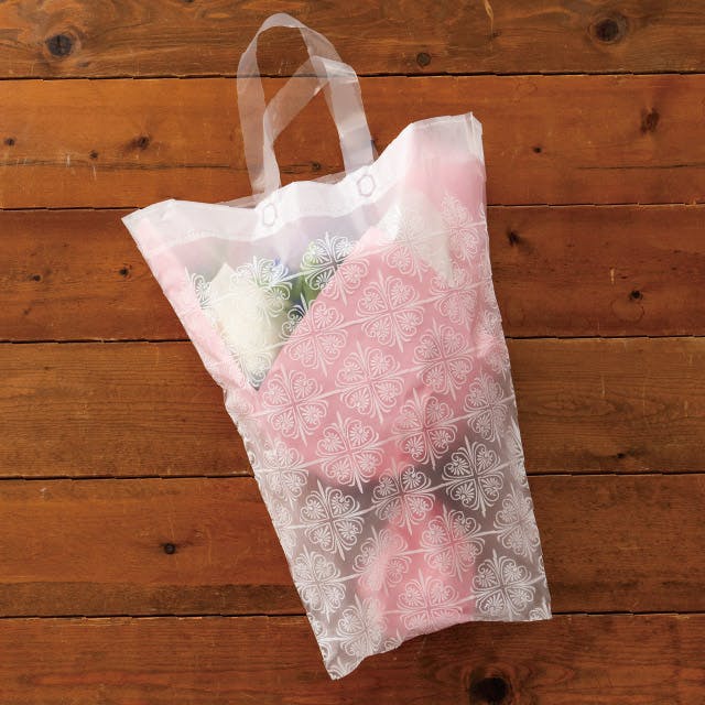 ヘッズ 袋－PE－ハンドル付 W450(250)×H500mm クラシックフロスト