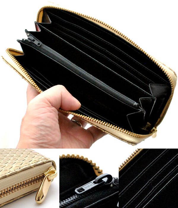 日本国産財布 薄金錦蛇ラウンドファスナー長財布 102-IKI934（国産