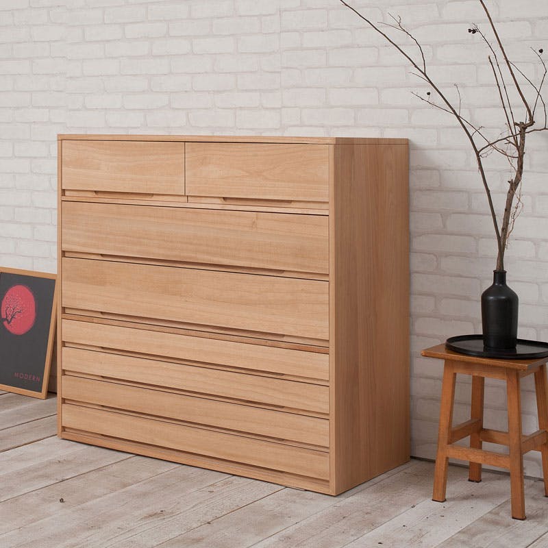 桐心】 幅100.5 7段 高さ96 ナチュラル 和ダンス 和タンス 和箪笥 着物