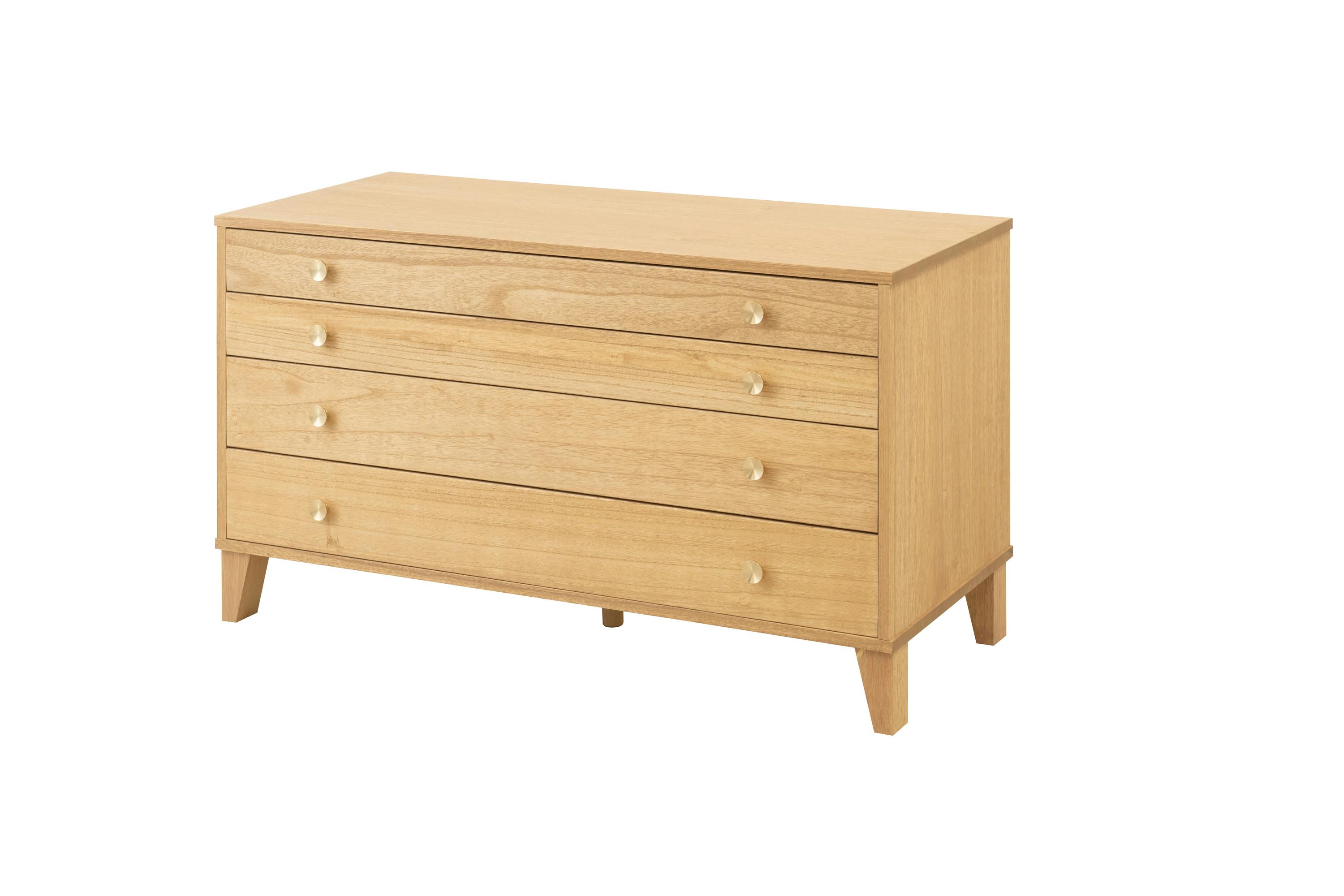 桐結】MUSUBI 総桐チェスト 4段 幅100 奥行44 高さ57 cm オイル仕上げ