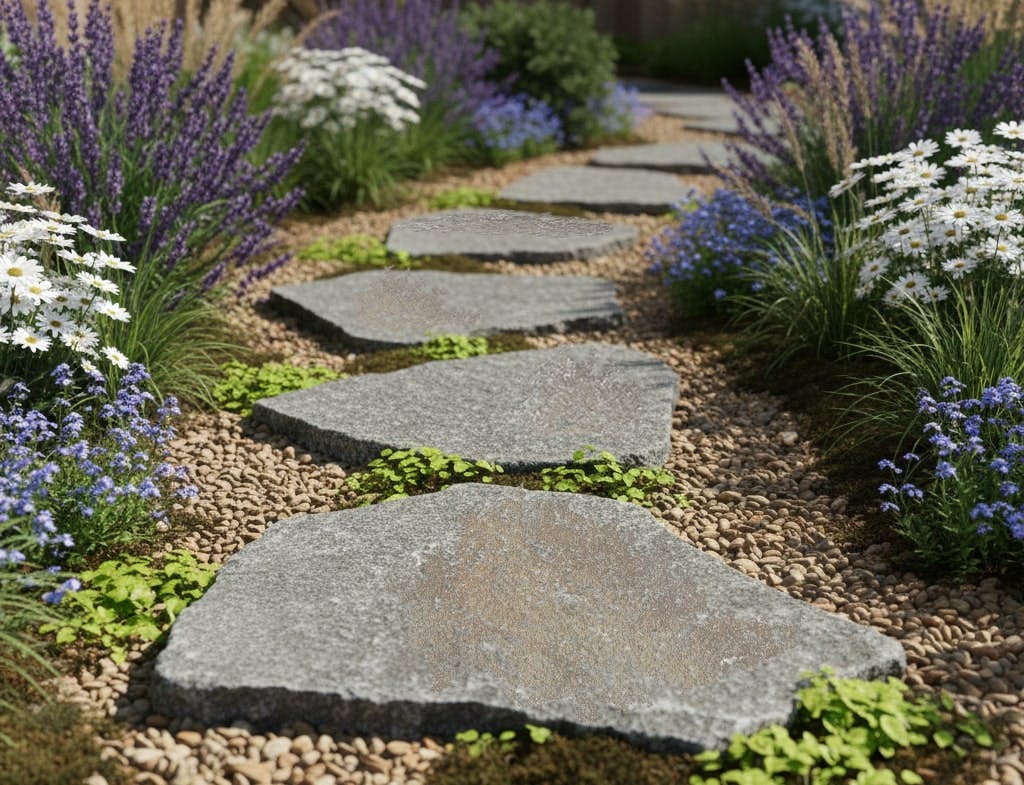 敷石 飛び石 乱形石 ステップストーン 鉄平石 大判 約300-450mm 厚み