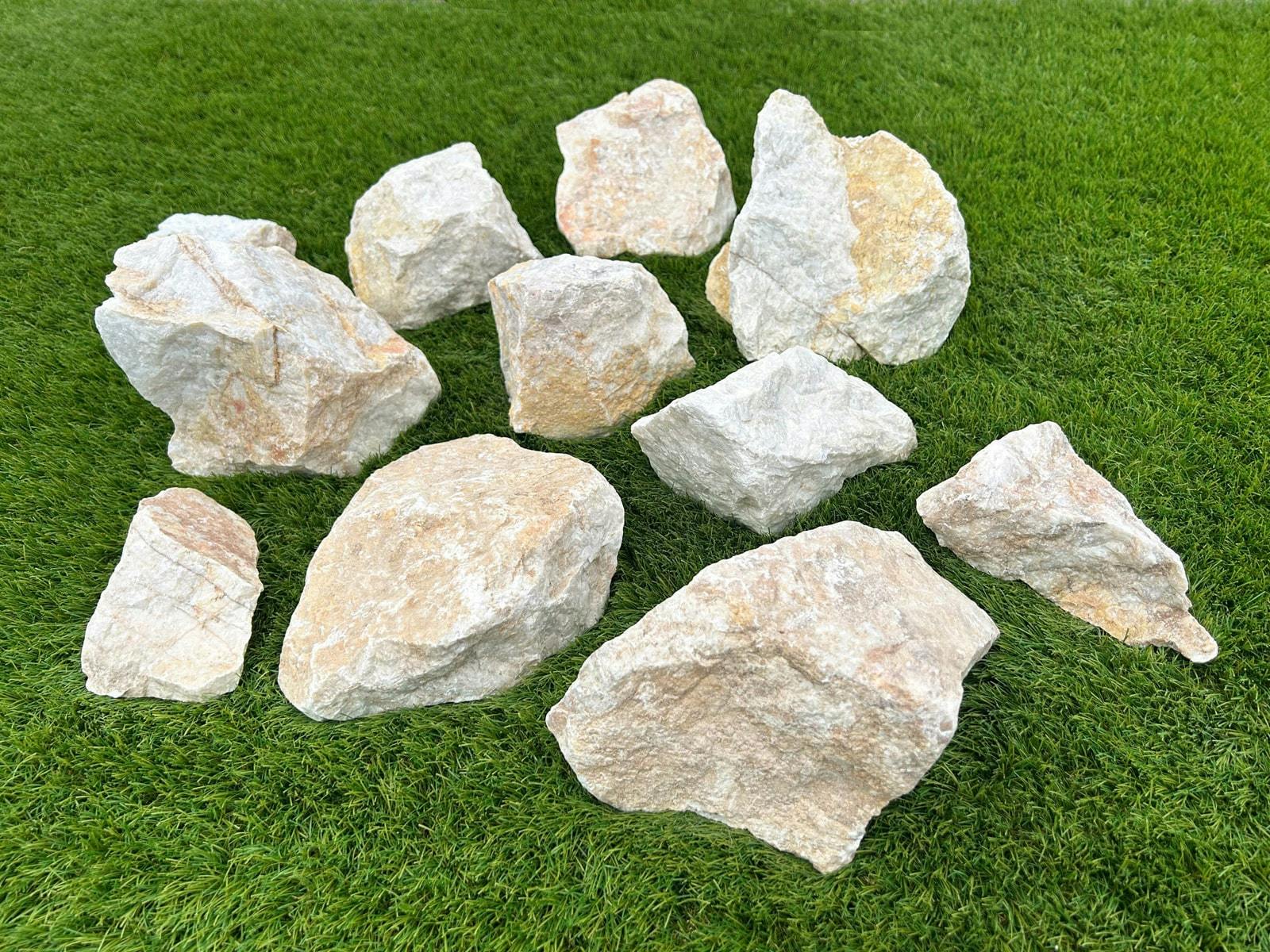 庭石 割栗石 庭 黄色 イエロー ロックガーデン 石 ベージュ & ホワイト