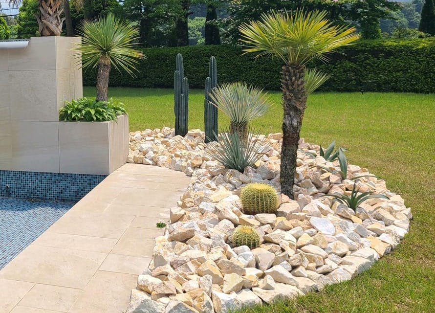 庭石 割栗石 庭 黄色 イエロー ロックガーデン 石 ベージュ & ホワイト