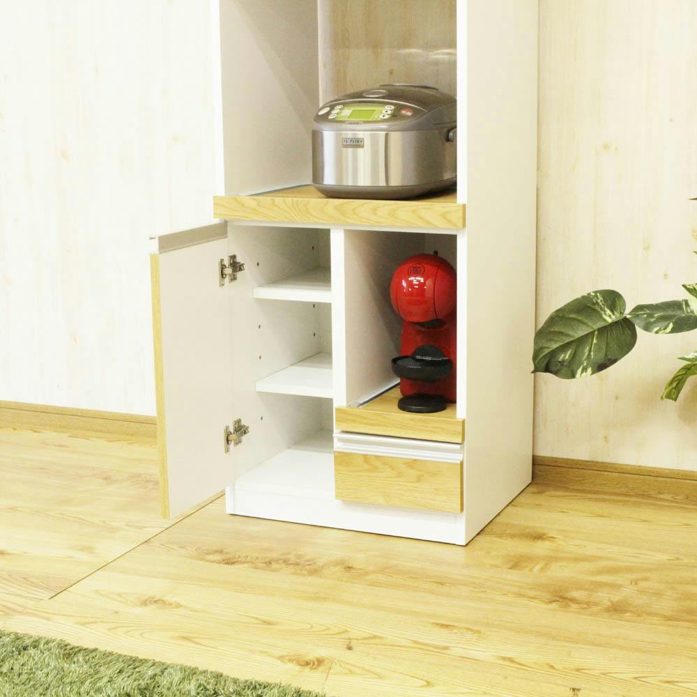 後藤家具物産 コンパクト国産レンジ台扉タイプ ルシード/ナチュラル色