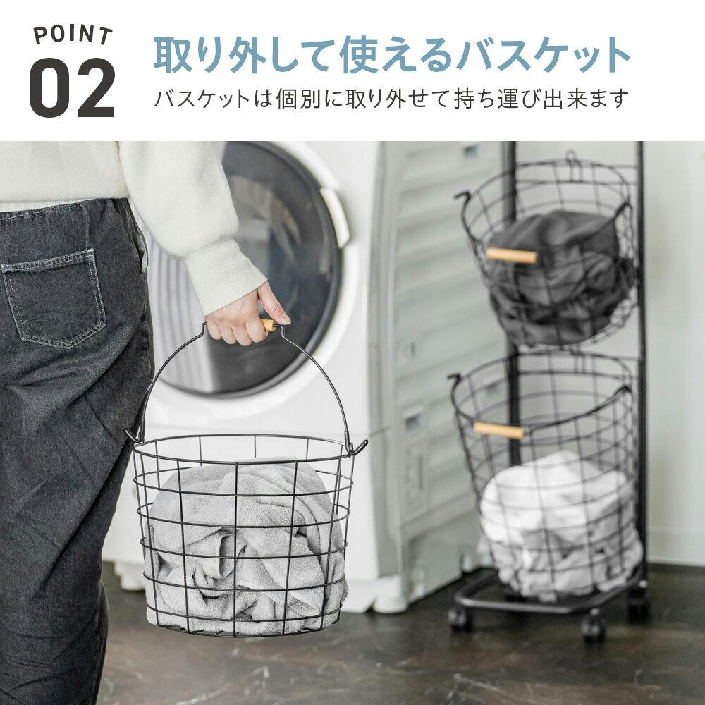 武田コーポレーション キャスター付き ワイヤーバスケット3段 ブラック