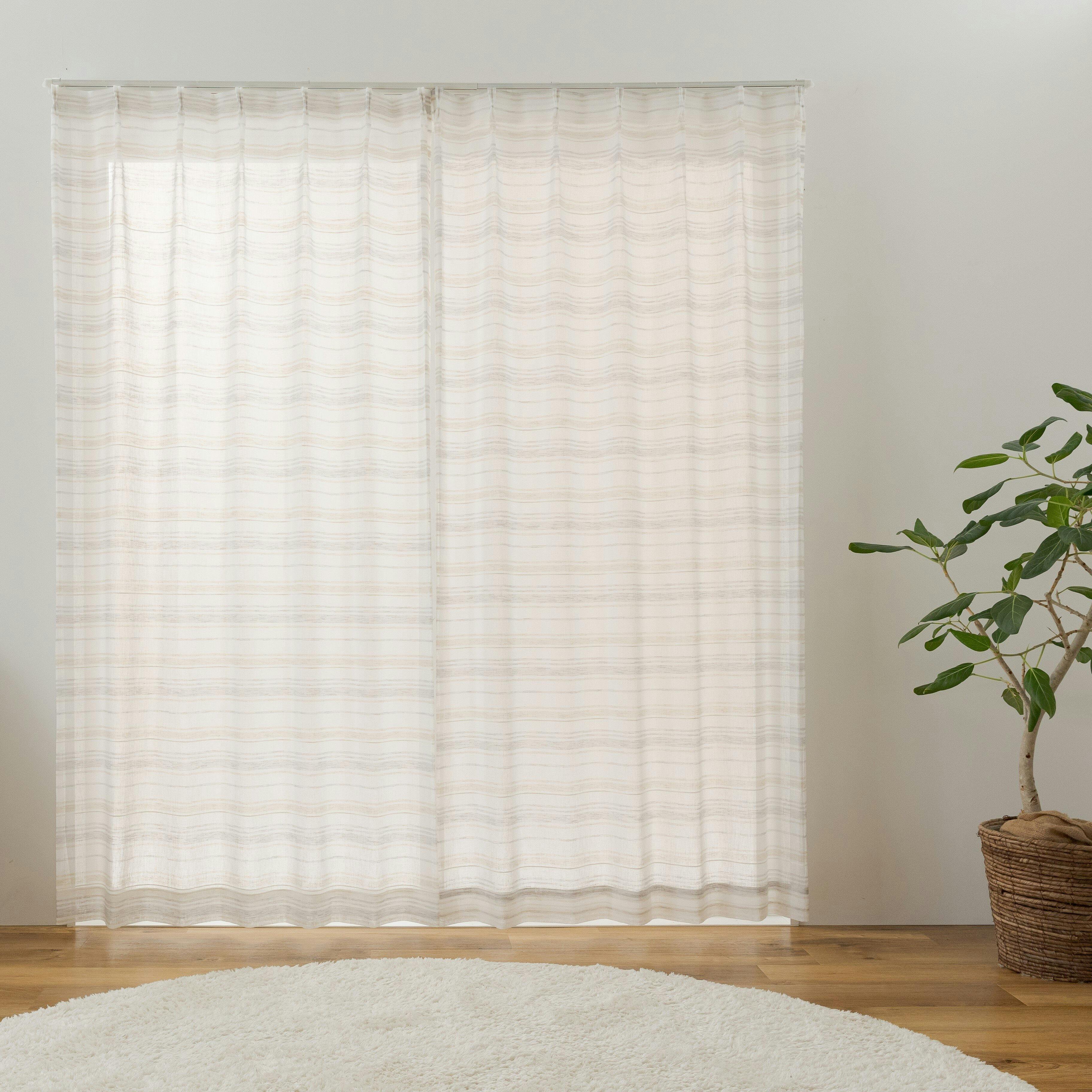 ユニベール「レースカーテン アクセント ホワイト」100×176cm 2枚