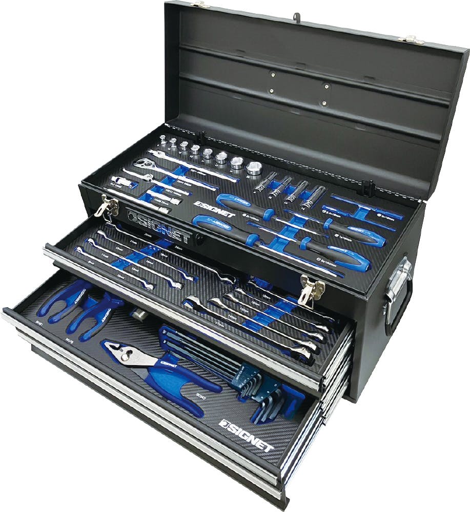 SIGNET 85点組 3/8DR・1/4DR 3段 ツールボックス 工具セット マット