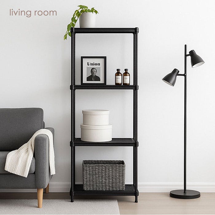 AIS エキスパンドラック4段 6015 ブラック 2個セット 60.8×35.8×152.3