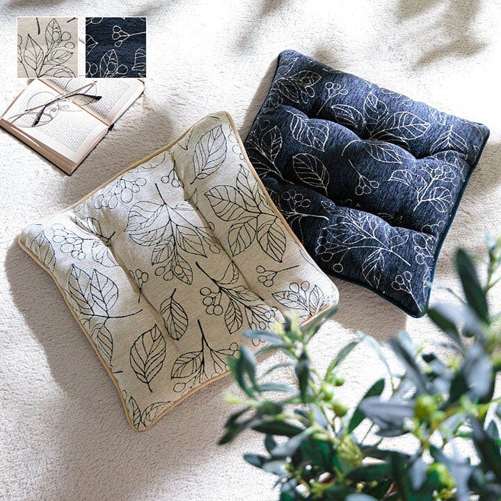 ブラン クッション 日本製 洗える 椅子用 シート 滑り止め ボタニカル