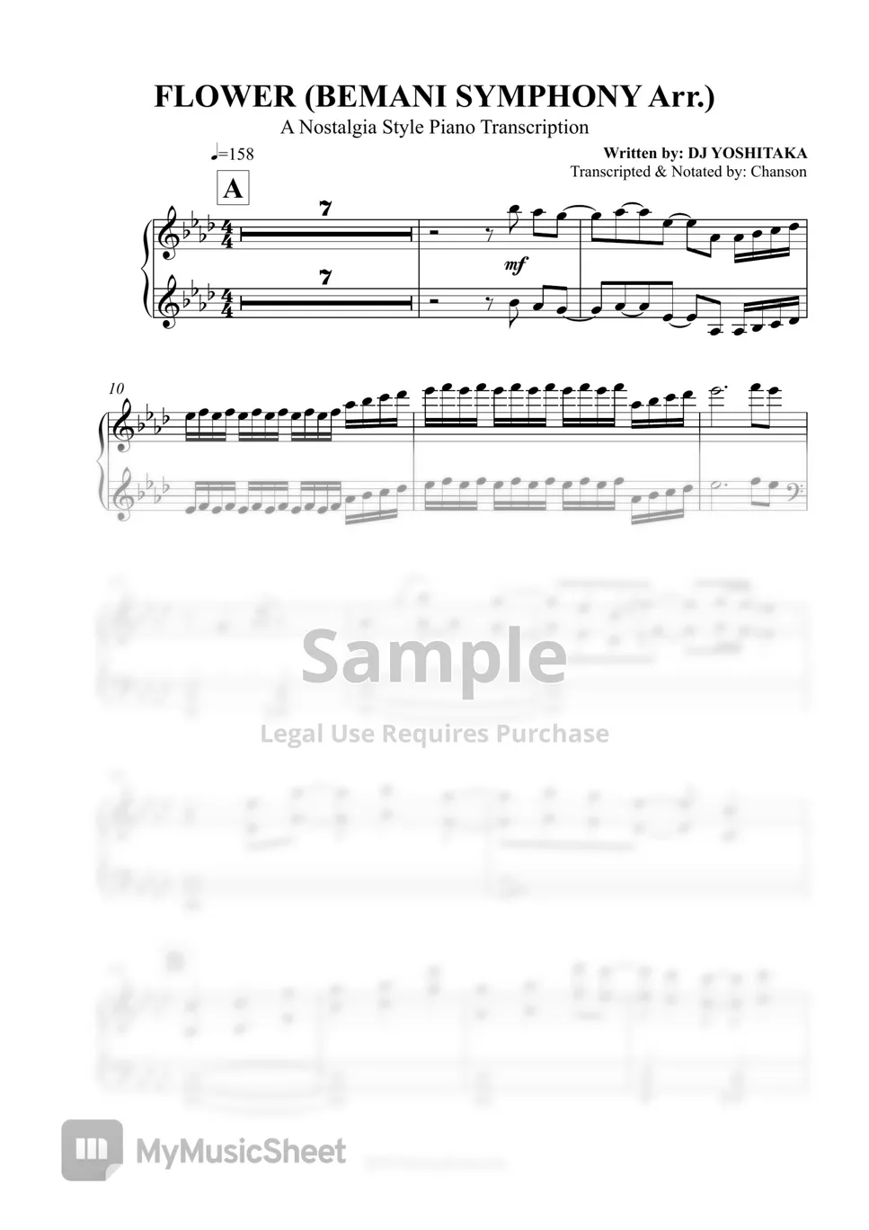 DJ YOSHITAKA - FLOWER (BEMANI SYMPHONY Arr.) ピアノ楽譜PDF