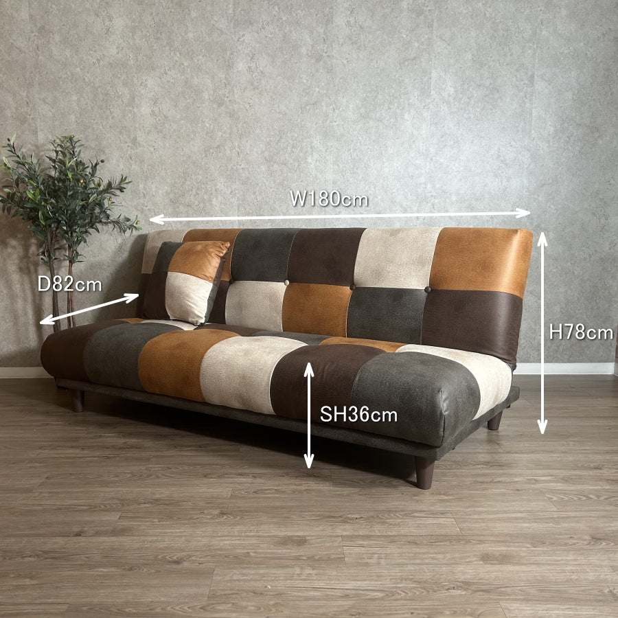 ソファーベッド ソファベッド レザーファブリック パッチワーク