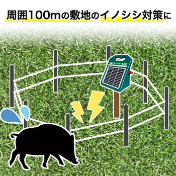 電気柵 防獣くんソーラー1500 お手軽 100mセット(2段張） ネクスト