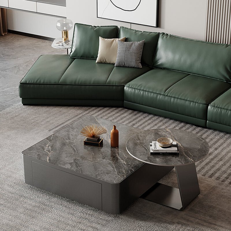 INDOORPLUS公式/デザイン性 ローテーブル グレー マーブル ステンレス