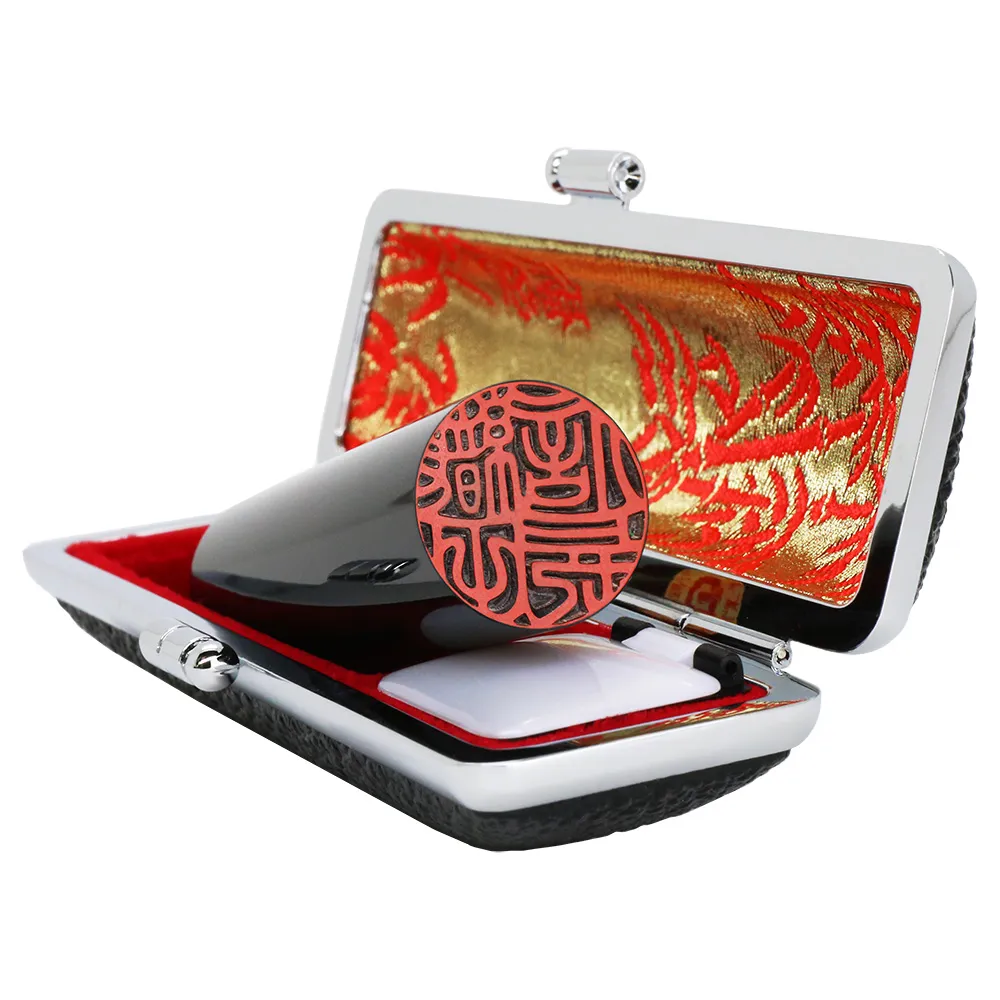 芯持ち黒水牛印鑑 16.5mm 実印・銀行印 ケース付き - 京都の手書き文字