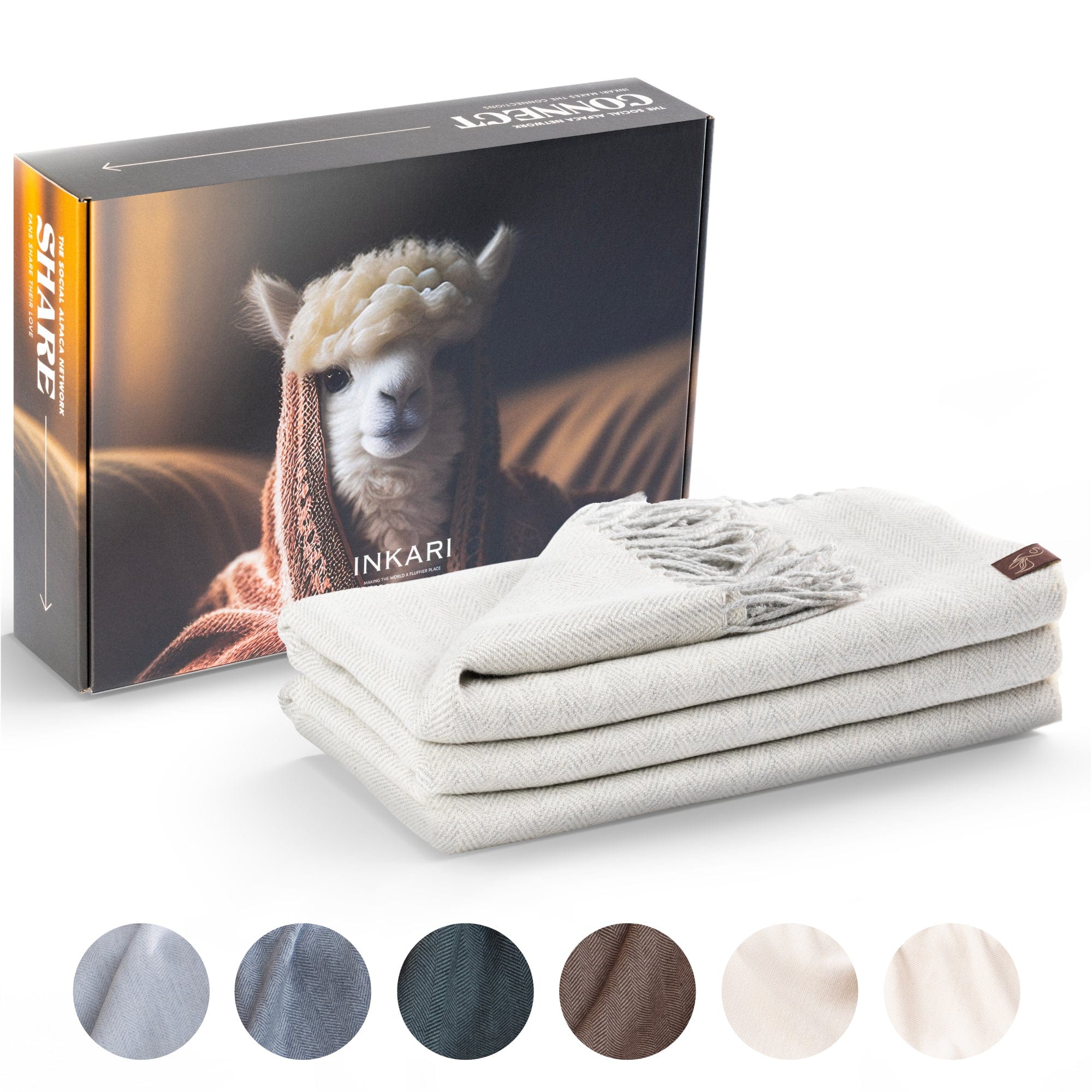 INKARI - Alpaca Wool Blankets - Fishbone - Sustainable Baby Alpaca