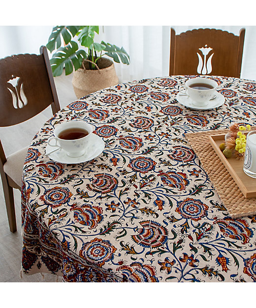 ☆手染めペルシャ更紗（マルチカバー）150cm円形 3 | 三越伊勢丹