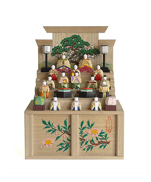 送料無料】奈良一刀彫 神泉作 段飾雛 小（三越） | 神泉/シンセン