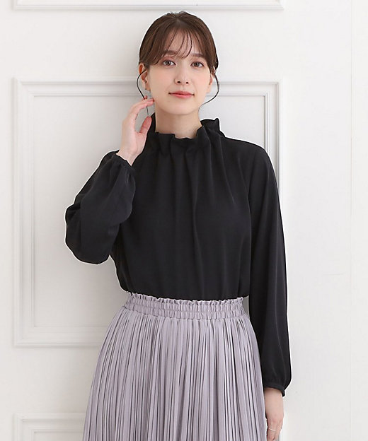 洗濯機可／S－3L】上品で華やか スタンドフリルブラウス