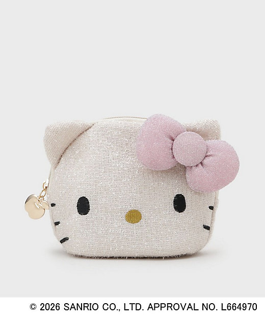 ◇【ハローキティ】キラふわフェイス型シェルポーチ