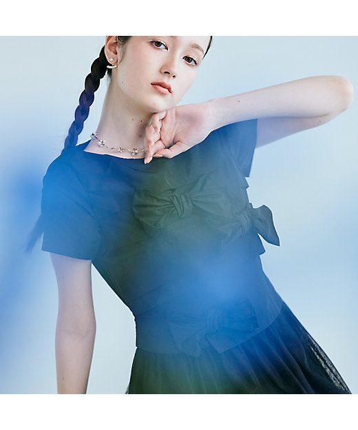 タフタリボンチュールドッキングワンピース（83011601