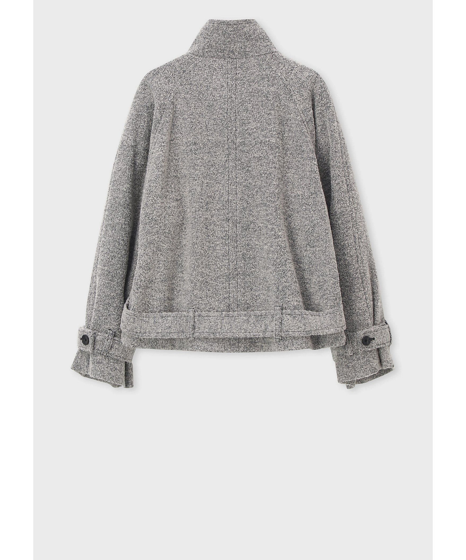 ウィメンズ ヘリンボーン ツイード スタンドカラー ブルゾン