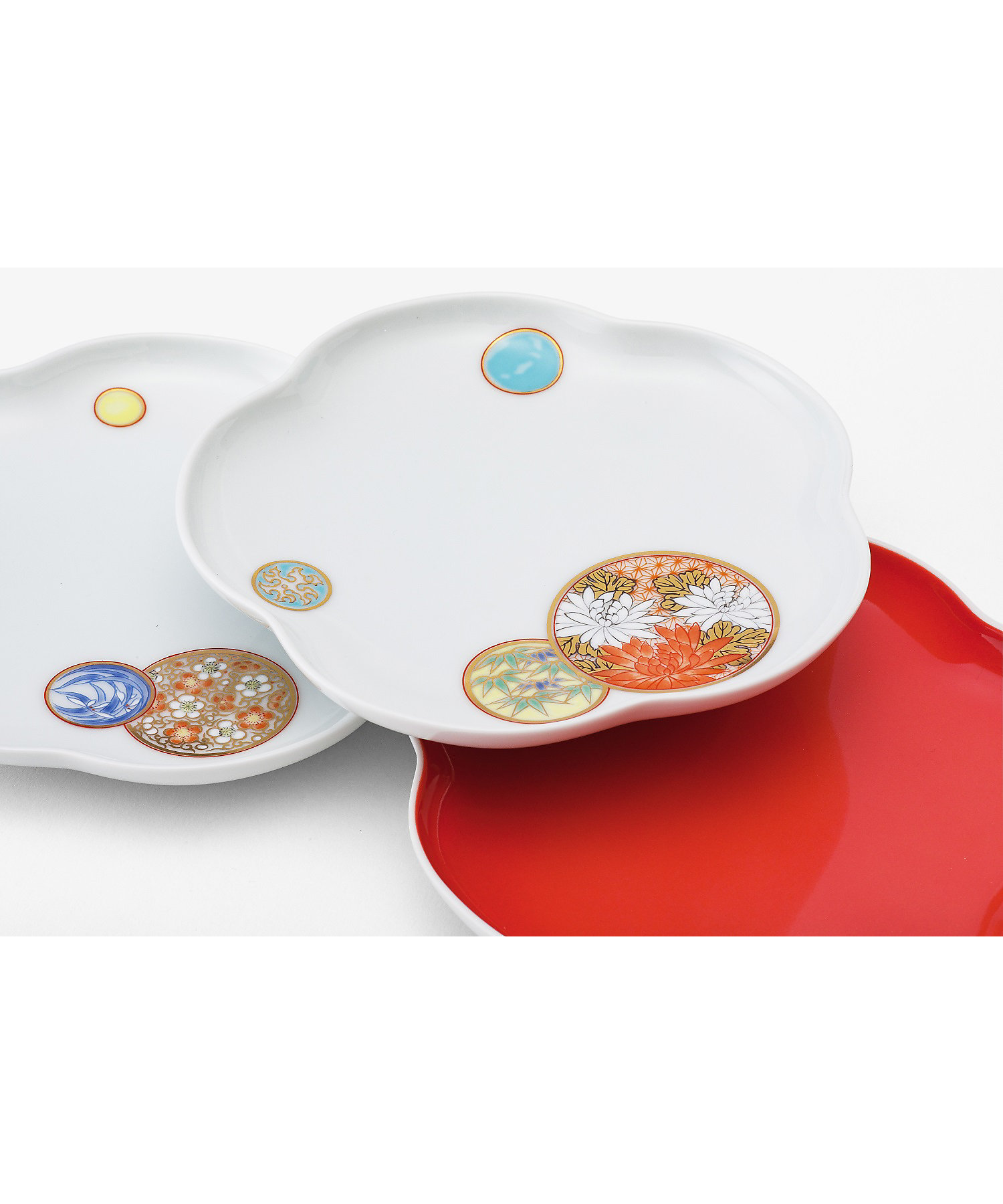 寿赤絵 トリプレット緋 AKE 皿セット | 深川製磁/フカガワセイジ