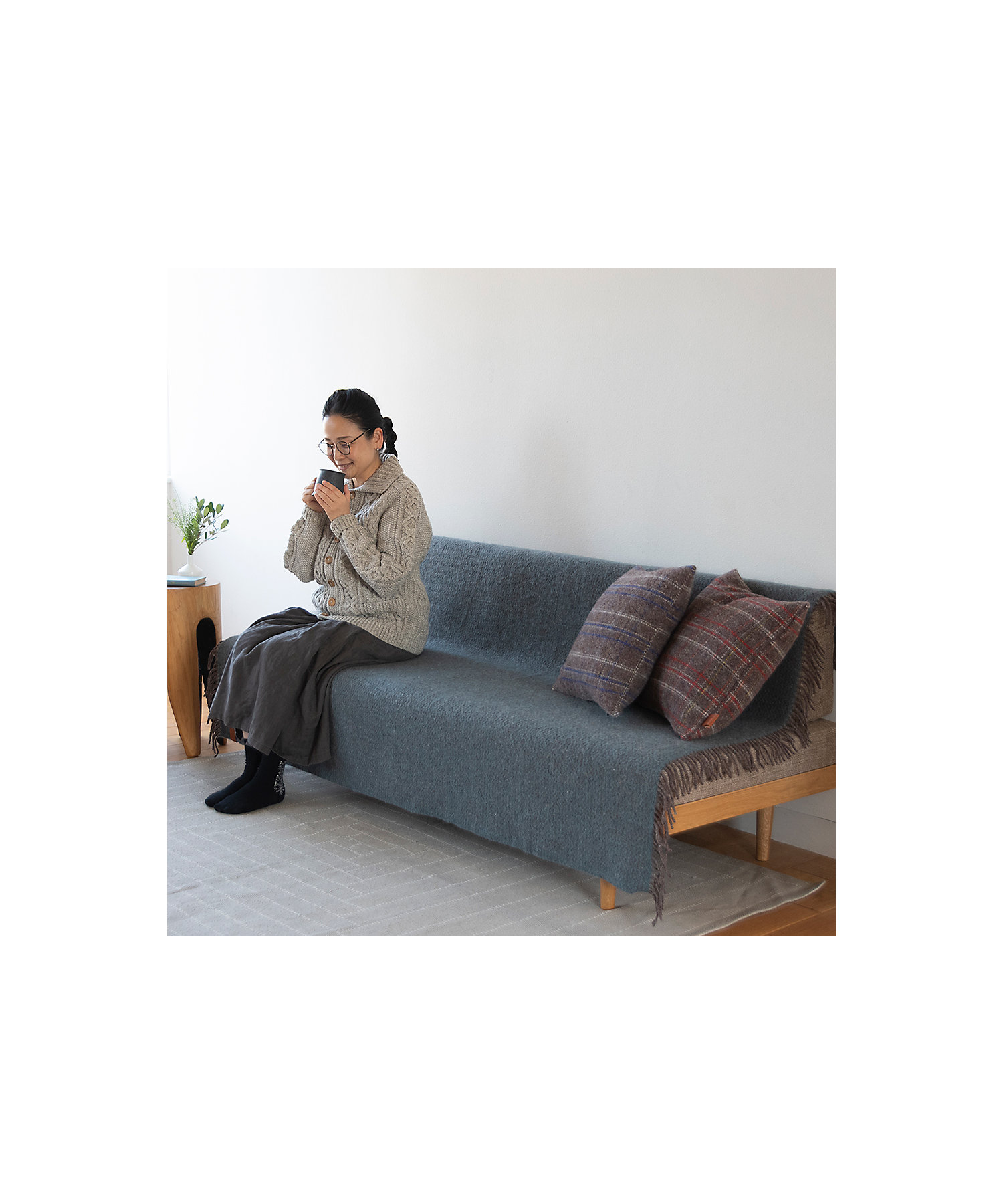 リサイクルウールスロー ウェーブ グリーン | KLIPPAN/クリッパン