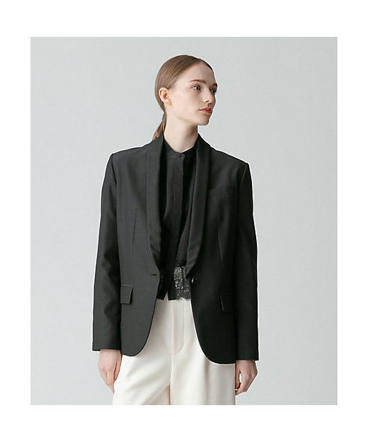 ウールシルクシャンタンタキシードジャケット | allureville (Women