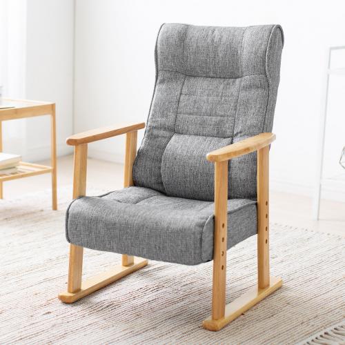 リクライニング高座椅子 肘掛け ランバーサポートつき レバー式