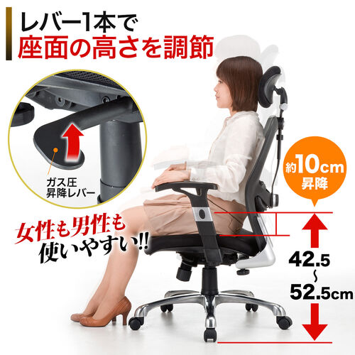 多機能ワークチェア ハイバック シンクロロッキング アームレスト付き