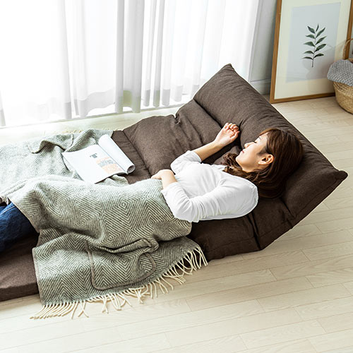 アウトレット】折りたたみ座椅子ベッド(2人掛け・背もたれ5段階