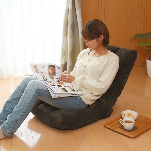 ふわふわ座椅子 マイクロファイバー生地 42段階リクライニング