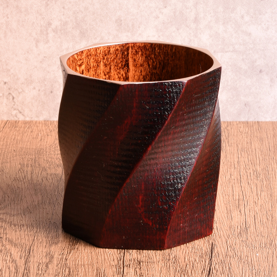 ロックカップ らせん 赤/黒 木製 漆塗り FC13-7/9 漆器の井助