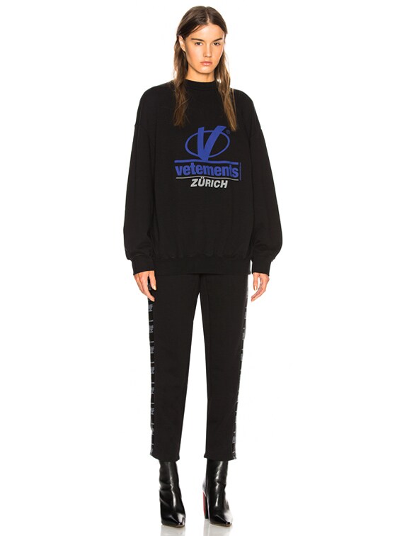VETEMENTS Zurich Print Crewneck in Black | FWRD